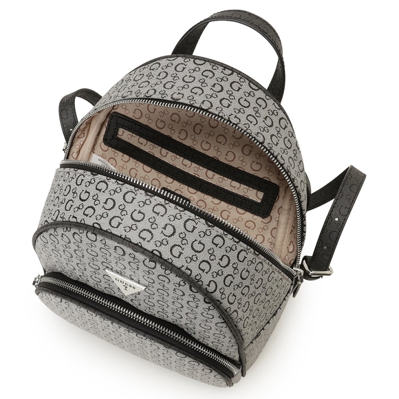 GUESS Signature Monogram Mini Backpack in Grey/Black main image 4